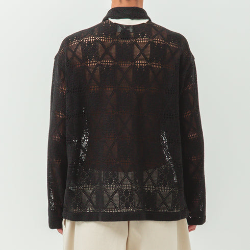 Merely Made Flower Knitting Lazy Overshirket Black 25SML284SK-1 24824921 Fit Back Degli Uberti